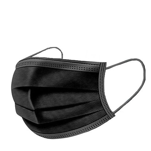 Disposable 3-Ply Non-Woven Face Masks - Black - Miscelaneous