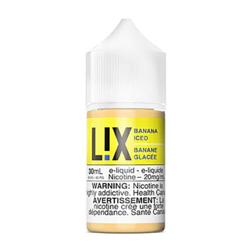 L!X Banana Iced Salt Nic Vape Juice 30mL Queen City Vapes L!X Banana Iced Salt Nic Vape Juice 30mL Queen City Vapes